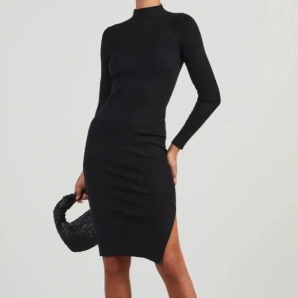 VICI Newtown Mock Neck Knit Midi Dress – Black – Size Small - Picture 4 of 7